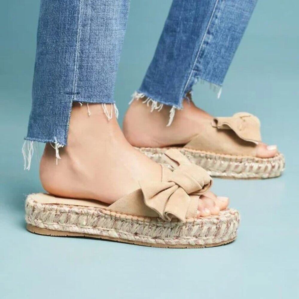 Anthropologie J Slides Ritsy Bow Espadrille Slide Sandals